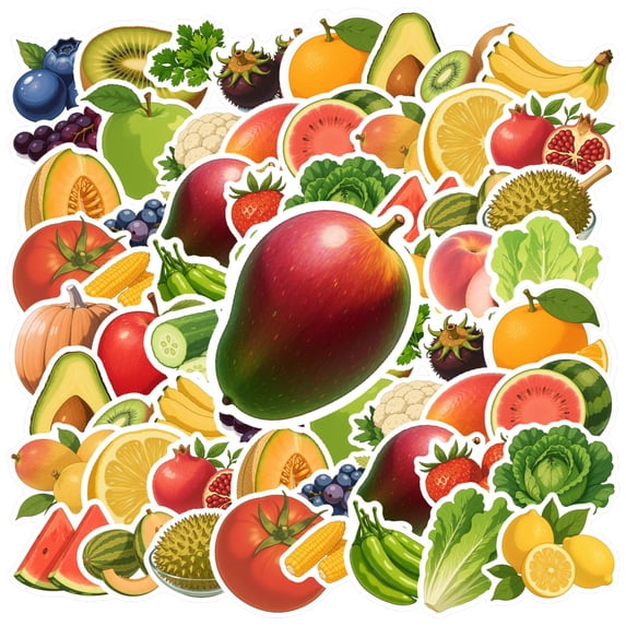 35pcs Fresh Fruit Stickers Vegetable Kids Stickers Nature Graffiti Stickers for Fridge Suitcase Laptop