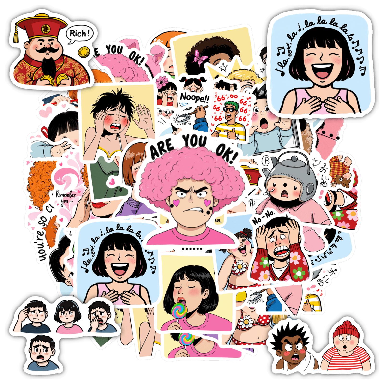 35pcs Funny Cartoon Expression Kids Stickers PVC Comic Emotions ...