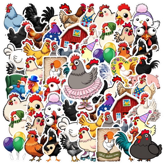 35pcs Funny Chicken Stickers Farm Animal Stickers DIY Stickers for Laptop Suitcase Phone