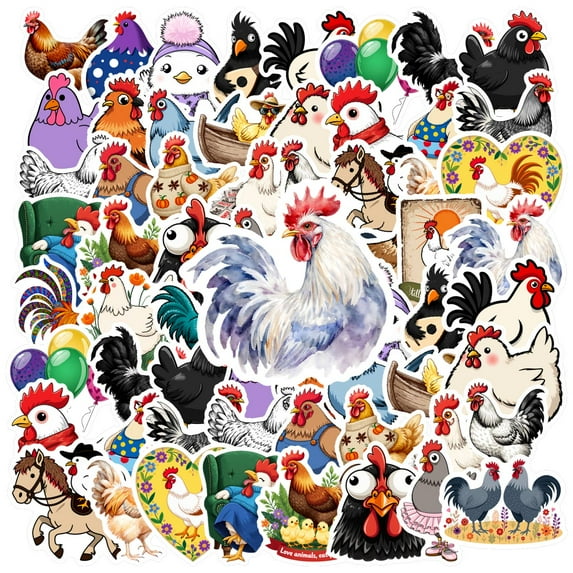 35pcs Funny Chicken Stickers Farm Animal Stickers DIY Stickers for Laptop Suitcase Phone