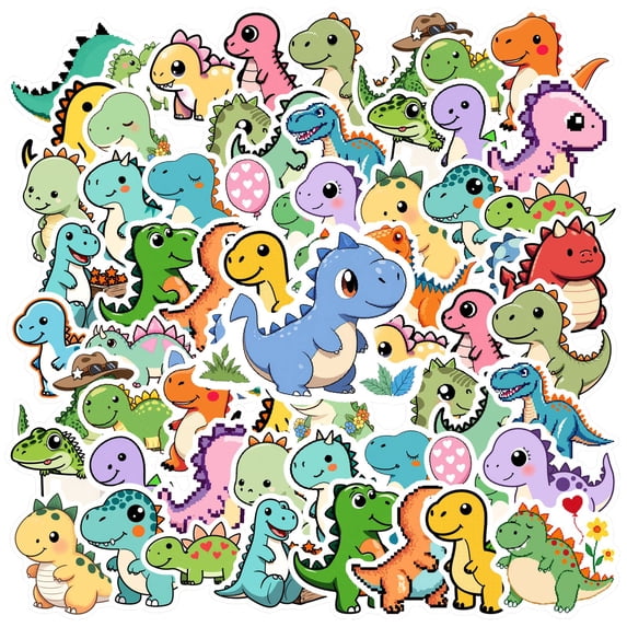 35pcs Funny Dinosaur Stickers Cute Cartoon Stationery Stickers for Laptops Notebooks Suitcases