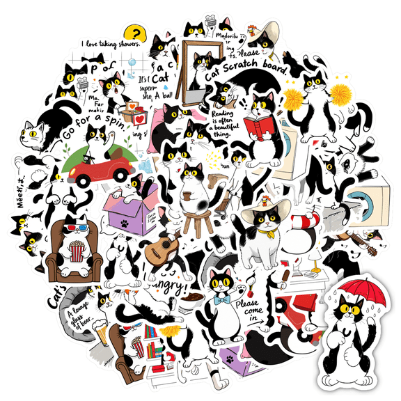 35pcs Funny Stickers Cat Stickers Animal Stickers DIY Stickers Teacher Reward Stickers for Laptops Notebooks Suitcases