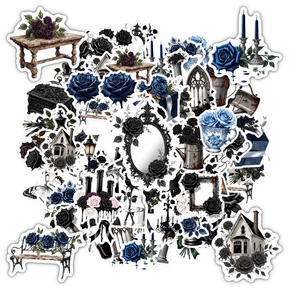 35pcs Gothic Floral Stickers Stationery Stickers Vintage Stationery Stickers Kids Stickers Toy for Luggage Laptop Car Sticker
