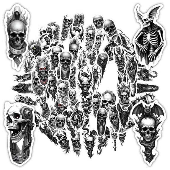 35pcs Gothic Skull Stickers Skeleton Horror Stickers Gothic Skull Stickers for Laptops Suitcase