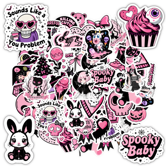 35pcs Gothic Stationery Stickers Cute Kids Stickers Toy Halloween DIY Stickers for Luggage Suitcase