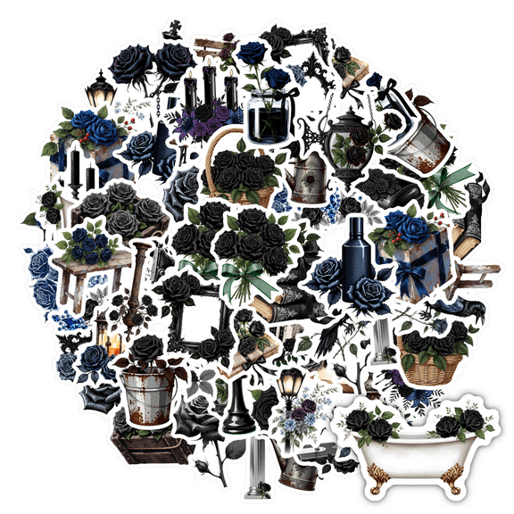 35pcs Gothic Stickers Black Rose Stickers Vintage Decals Victorian Stickers for Laptops Suitcases Fridge