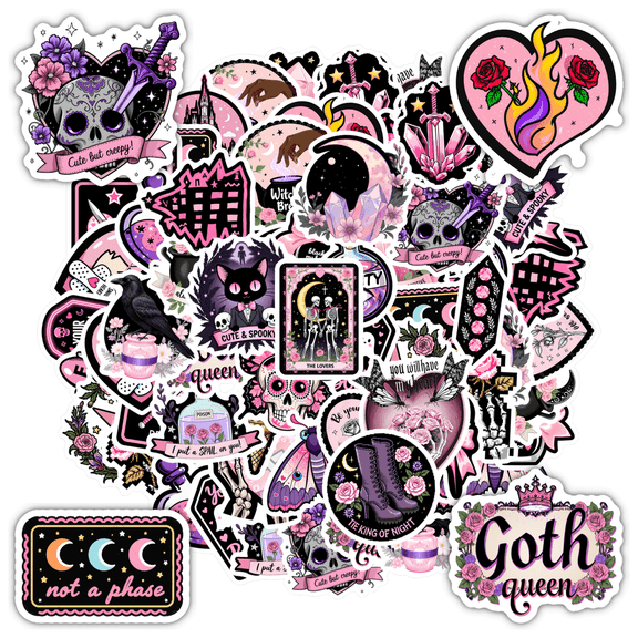 35pcs Gothic Stickers PVC Teacher Reward Stickers Cute Kids Stickers Toy Stationery Stickers for Laptops Suitcase