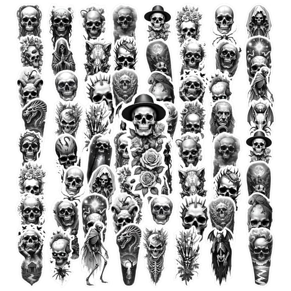 35pcs Gothic Stickers Skull Waterproof Stickers Horror Decals Undead DIY Stickers for Suitcases Laptops