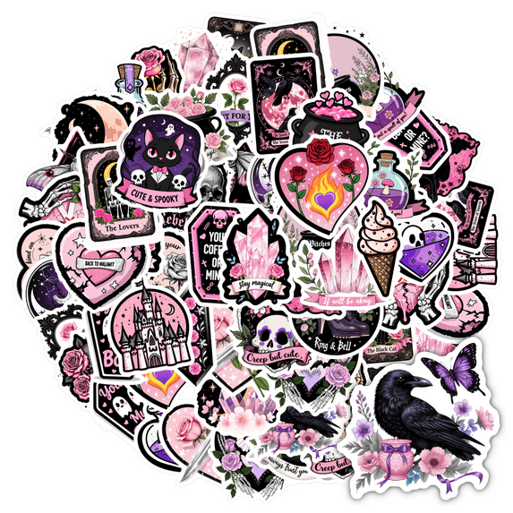 35pcs Gothic Stickers Stationery Spooky Stickers Kids Stickers Toy Stationery Stickers for Guitar Suitcase Luggage