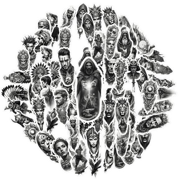 35pcs Gothic Stickers Stationery Stickers Tattoo Decals Graffiti Decals Kids Stickers for Suitcase Laptop Guitar