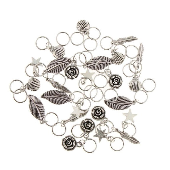 35pcs Hair Braid Rings Hair Loops Clips 6Styles Accessories - Alloy Shell Loops Flower