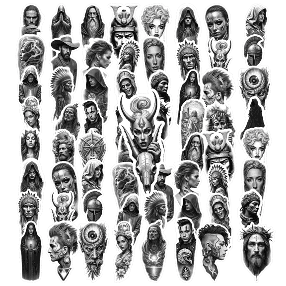 35pcs Historical Stickers Stationery Stickers Portrait Graffiti Decals Cultural Kids Stickers for Laptops Suitcase Guitar