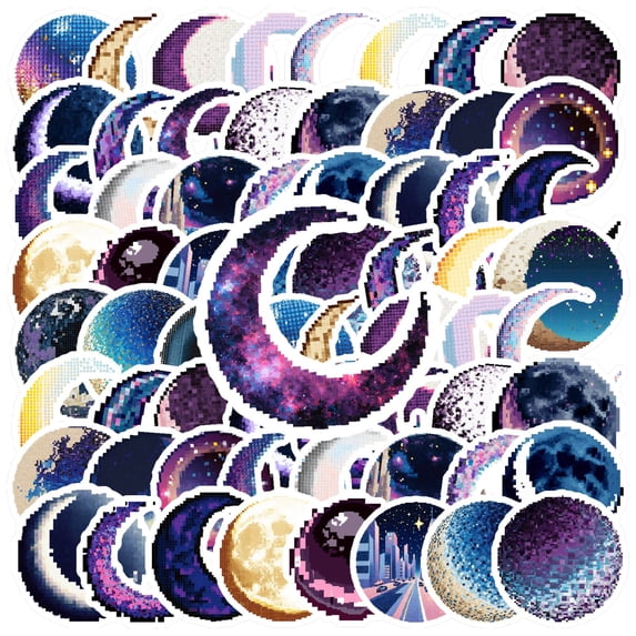 35pcs Holographic Stickers Space Stationery Stickers PVC Galaxy Decals Moon Stickers for Laptops Phones Suitcases