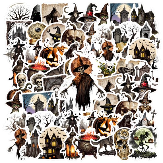 35pcs Horror Stickers Halloween Gothic Stickers Spooky Witch Decals for Phone Laptop Suitcase