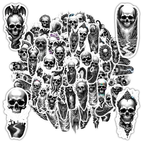 35pcs Horror Stickers Skull Stickers Gothic Stickers Undead Stickers for Laptops Suitcases Notebooks
