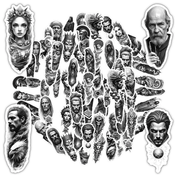 35pcs Intricate Stationery Stickers Historical Graffiti Decals Gothic Graffiti Decals for Luggage Laptop Car Sticker
