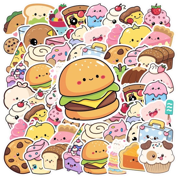35pcs Kawaii Stationery Stickers Cartoon Food Stickers PVC Sticker Funny Stickers for Luggage Laptop Phone