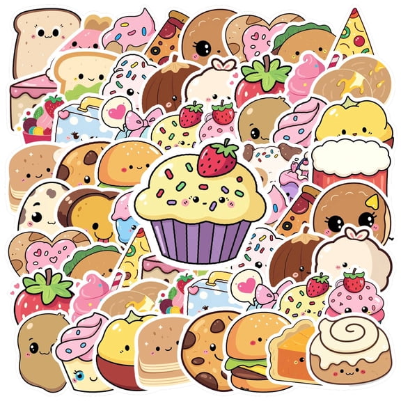 35pcs Kawaii Stationery Stickers Cartoon Food Stickers PVC Sticker Funny Stickers for Luggage Laptop Phone