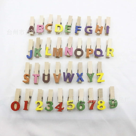 WEAVILUX Redwood Clothes Pins Numbered Photo Clips for Organizing and Displaying 35 Pieces Wooden Clips