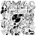 thumbnail image 1 of 35pcs Monochrome Stickers Stationery Stickers Musical Headphones Waterproof Graffiti Vinyl Music Stickers for Laptops Notebooks Suitcases, 1 of 9