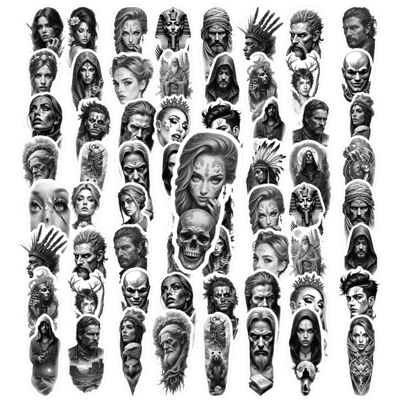 35pcs Mystical Stickers Gothic Portrait Decals Fantasy Historical Stickers for Luggage Laptop Guitar