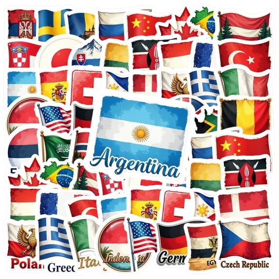 35pcs National Flag Stickers Stationery Stickers Country Stickers Teacher Reward Stickers for Suitcase Fridge Phone