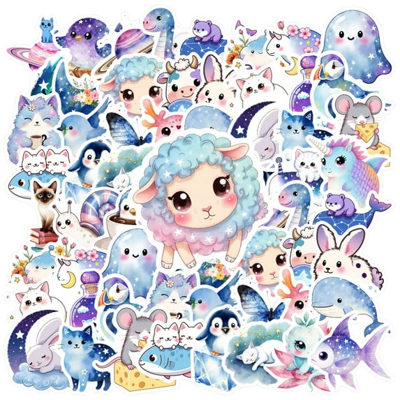 35pcs Pastel Cartoon Stickers Fantasy Cute Stickers Adorable Animal Stickers for Laptops Notebooks Suitcases