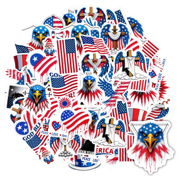 35pcs Patriotic Stickers Stationery Stickers Decorative Eagle Stickers Teacher Reward Stickers Funny Stickers for Laptops Suitcases