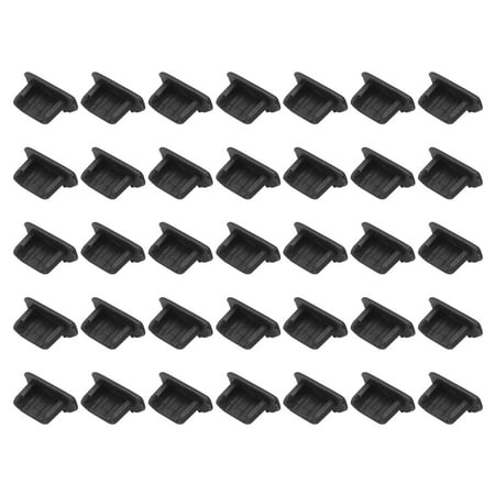 35pcs Phone Micro USB Port Plugs Covers Caps Silicone Anti Dust Protectors for Cell Phone Micro USB Female End, Black