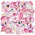 thumbnail image 1 of 35pcs Pink Stationery Stickers Funny Animal Stickers Waterproof Graffiti for Luggage Laptop Guitar, 1 of 9
