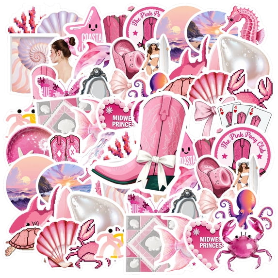 35pcs Pink Stationery Stickers Funny Animal Stickers Waterproof Graffiti for Luggage Laptop Guitar