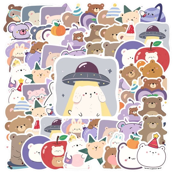 35pcs Playful Animal Stickers Cute Bear Stickers Charming Animal Decals for Luggage Notebook Phone