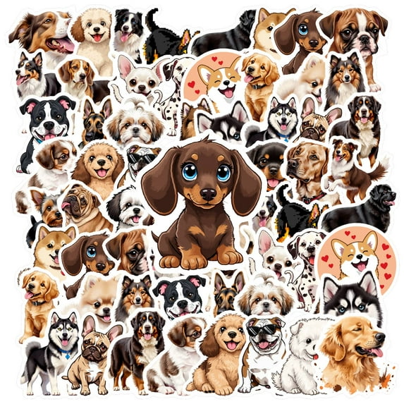 35pcs Playful Puppy Stickers Animal Cartoon Pack for Luggage Suitcase Notebook