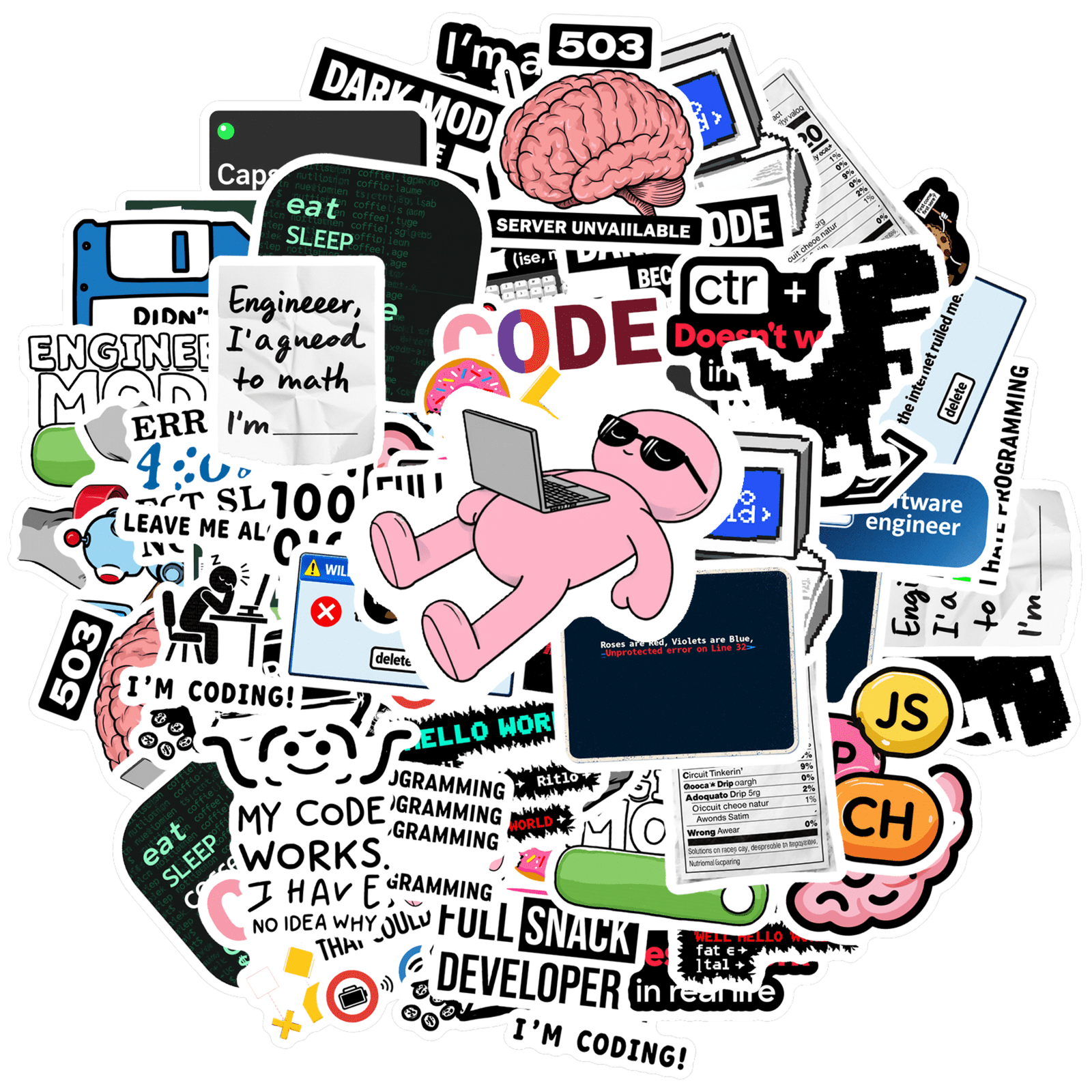 35pcs Quirky Programmer Stickers Tech Humor Graffiti Engineer Coding ...