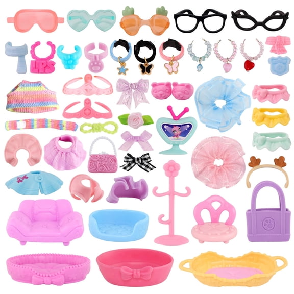 35pcs Random Accessories Set for lps Shorthair Cat Collie Dachshund Cocker Spaniel Rabbit Fox Figures