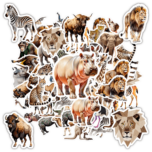35pcs Realistic Animal Stickers Funny Stickers Graffiti Decals for Laptop Phone Suitcase