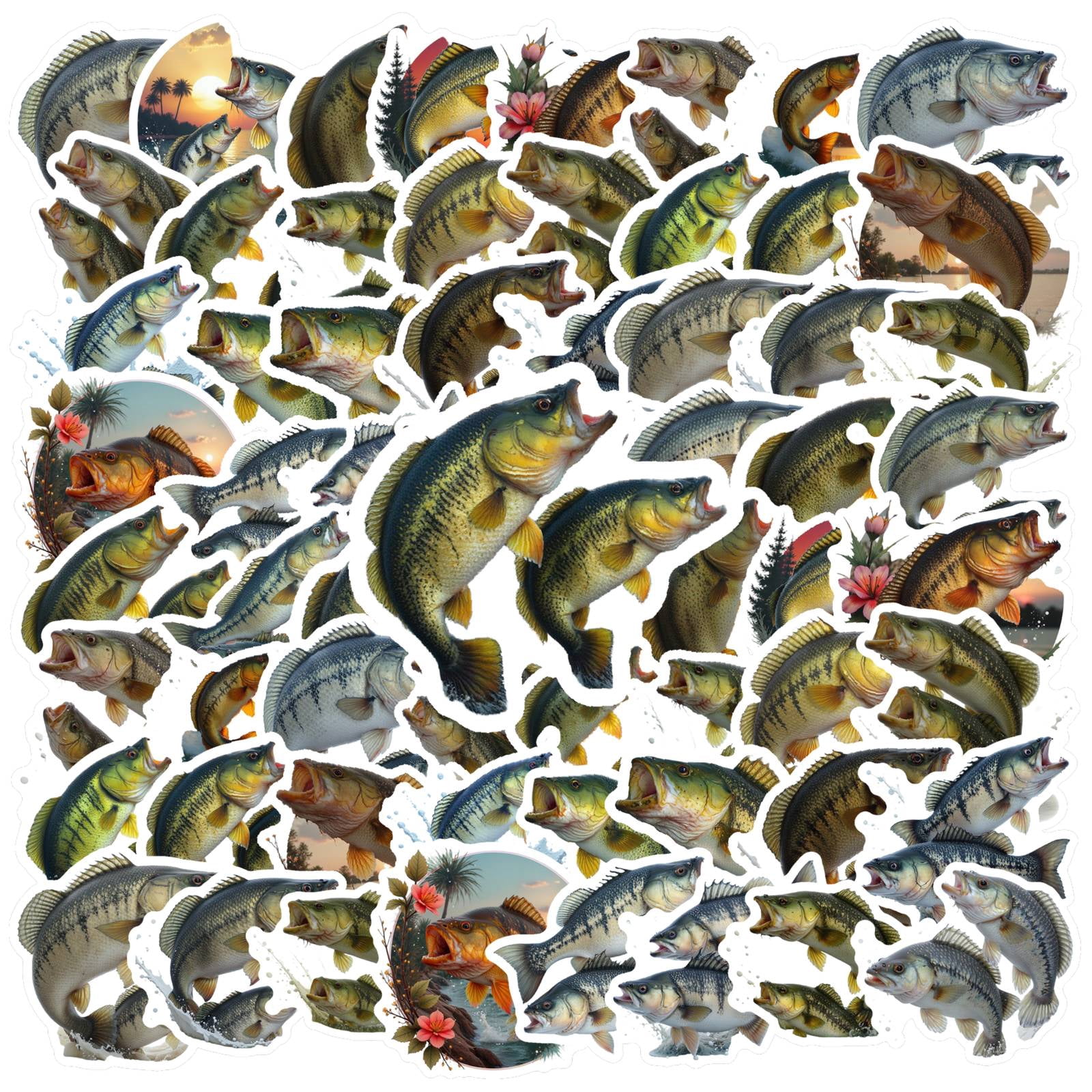 35pcs Realistic Stickers Fish Animal Decals PVC Freshwater Stickers for ...