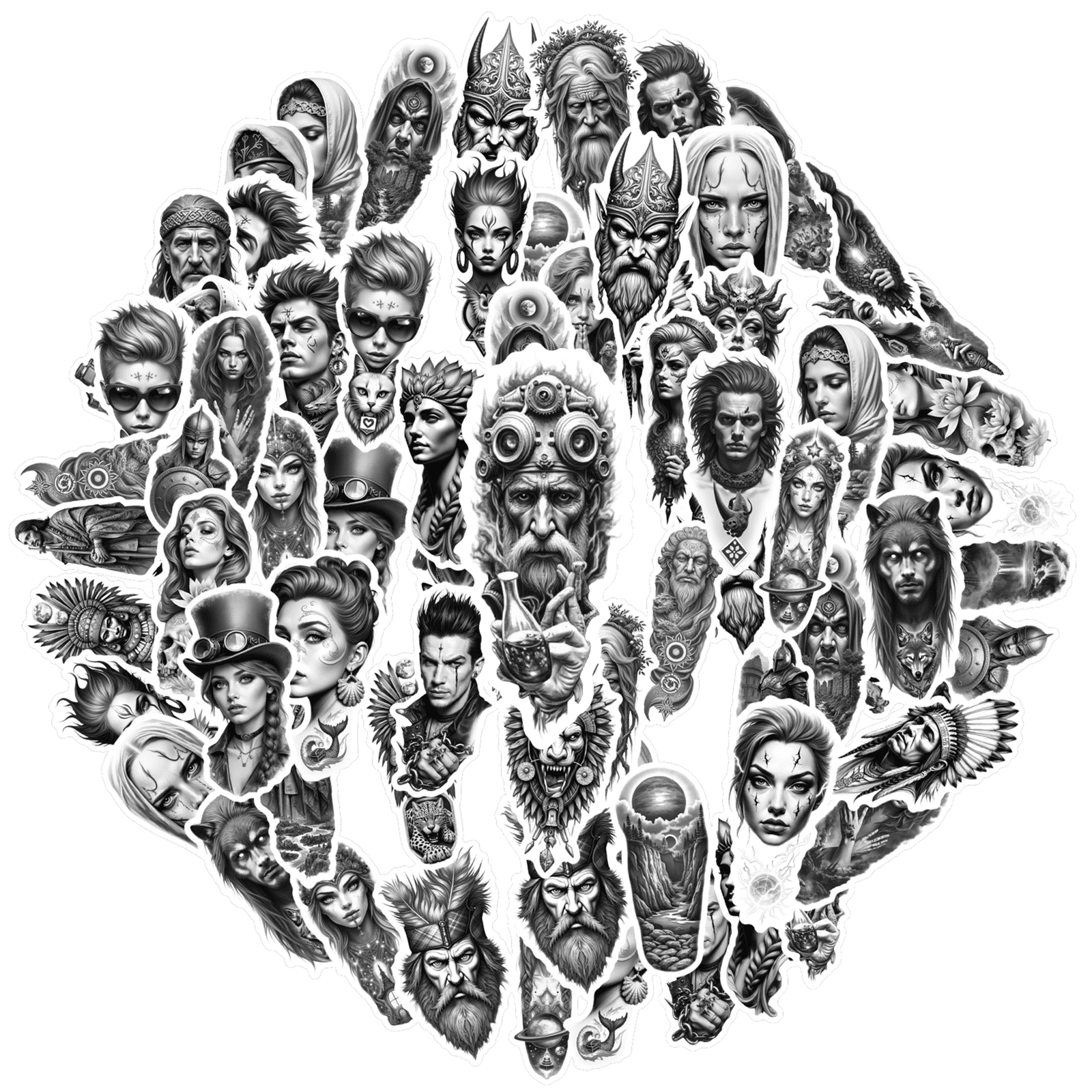 35pcs Realistic Stickers Tattoo Art Stickers Mythical Stickers Warrior ...