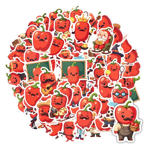 35pcs Red Cartoon Stickers Stationery Stickers Funny Kids Stickers Graffiti Decals for Phone Suitcase Laptop