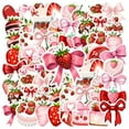 thumbnail image 1 of 35pcs Red Strawberry Stickers Bow Kids Stickers Heart Stationery Stickers for Laptops Suitcase Fridge, 1 of 9