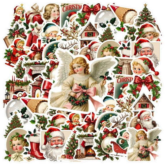 35pcs Retro Angel Stickers Christmas Kids Stickers Gift Pack for Laptop Suitcase Fridge