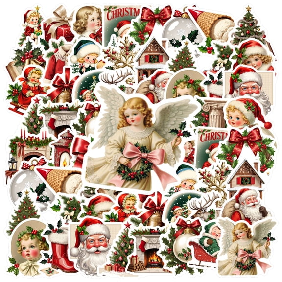 35pcs Retro Angel Stickers Christmas Kids Stickers Gift Pack for Laptop Suitcase Fridge