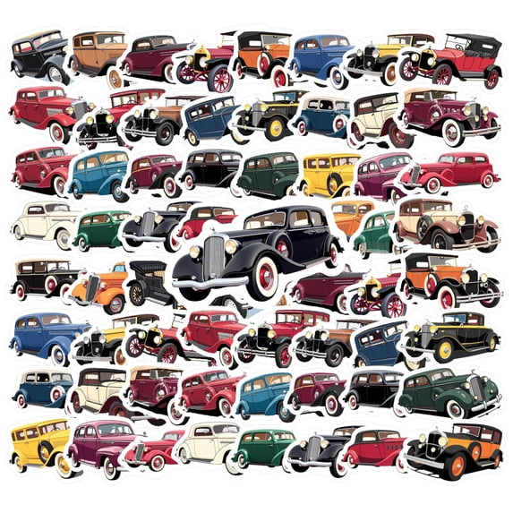 35pcs Retro Stickers Stationery Vintage Stickers Cars Decals for Guitar Laptop Suitcase
