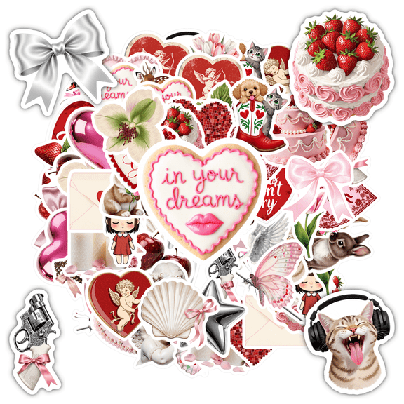 35pcs Romantic Stickers Stationery Stickers Cute Stickers PVC Stickers for Suitcase Fridge Phone