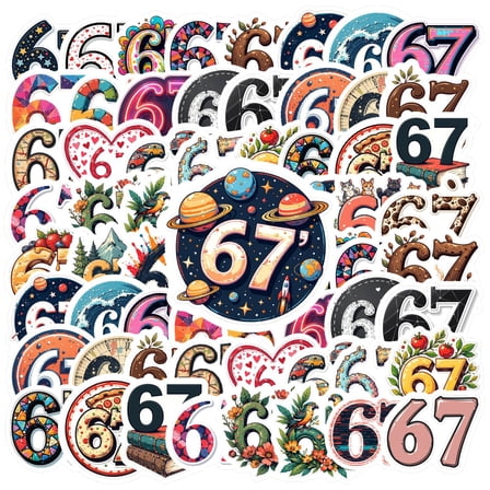 35pcs Six Seven Stickers Funny 6 7 Stickers Waterproof Vinyl Decals for Luggage Phone Notebook Water Bottle