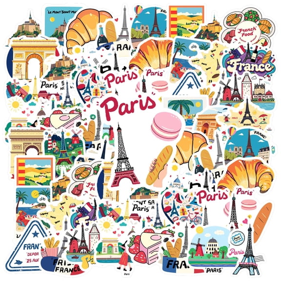 35pcs Travel Stickers Stationery Stickers Paris Stickers Teacher Reward Stickers France Kids Stickers for Luggage Laptop Suitcase