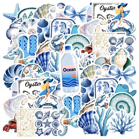 35pcs Unique Stationery Stickers Ocean Animal Stickers Nautical Kids Stickers for Luggage Laptop Suitcase