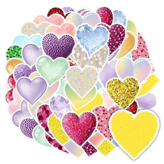 35pcs Vibrant Stationery Stickers Heart Teacher Reward Stickers Glitter Kids Stickers for Notebooks Luggage Phone