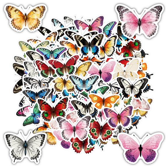 35pcs Vibrant Stickers Butterfly Animal Stickers Nature Stationery Stickers for Laptops Suitcases Notebooks