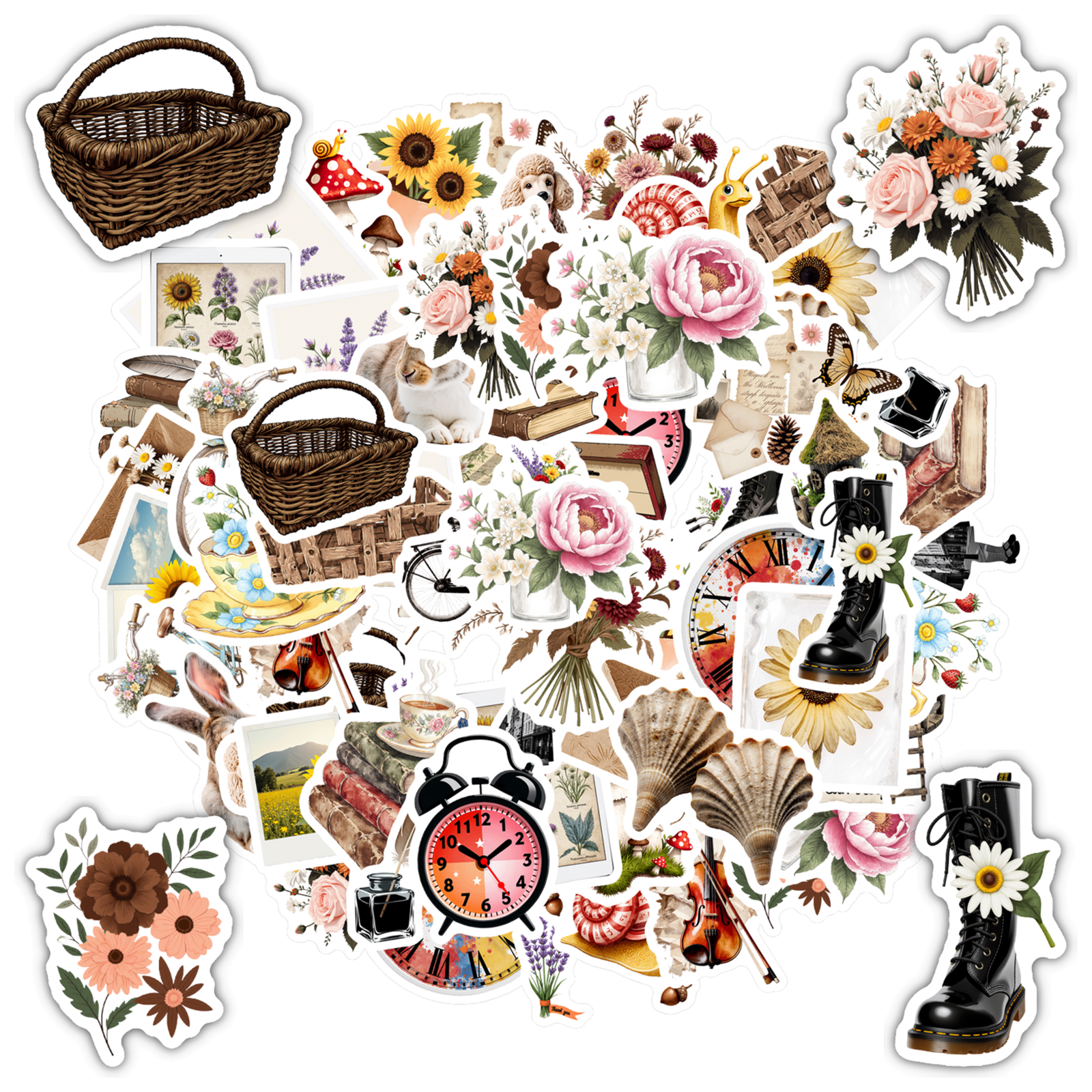 35pcs Vintage Stationery Stickers Retro Teacher Reward Floral Animal ...